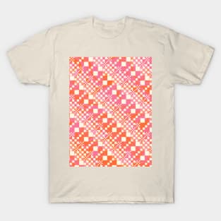 Checked, Checks in Pink, Orange and Cream T-Shirt